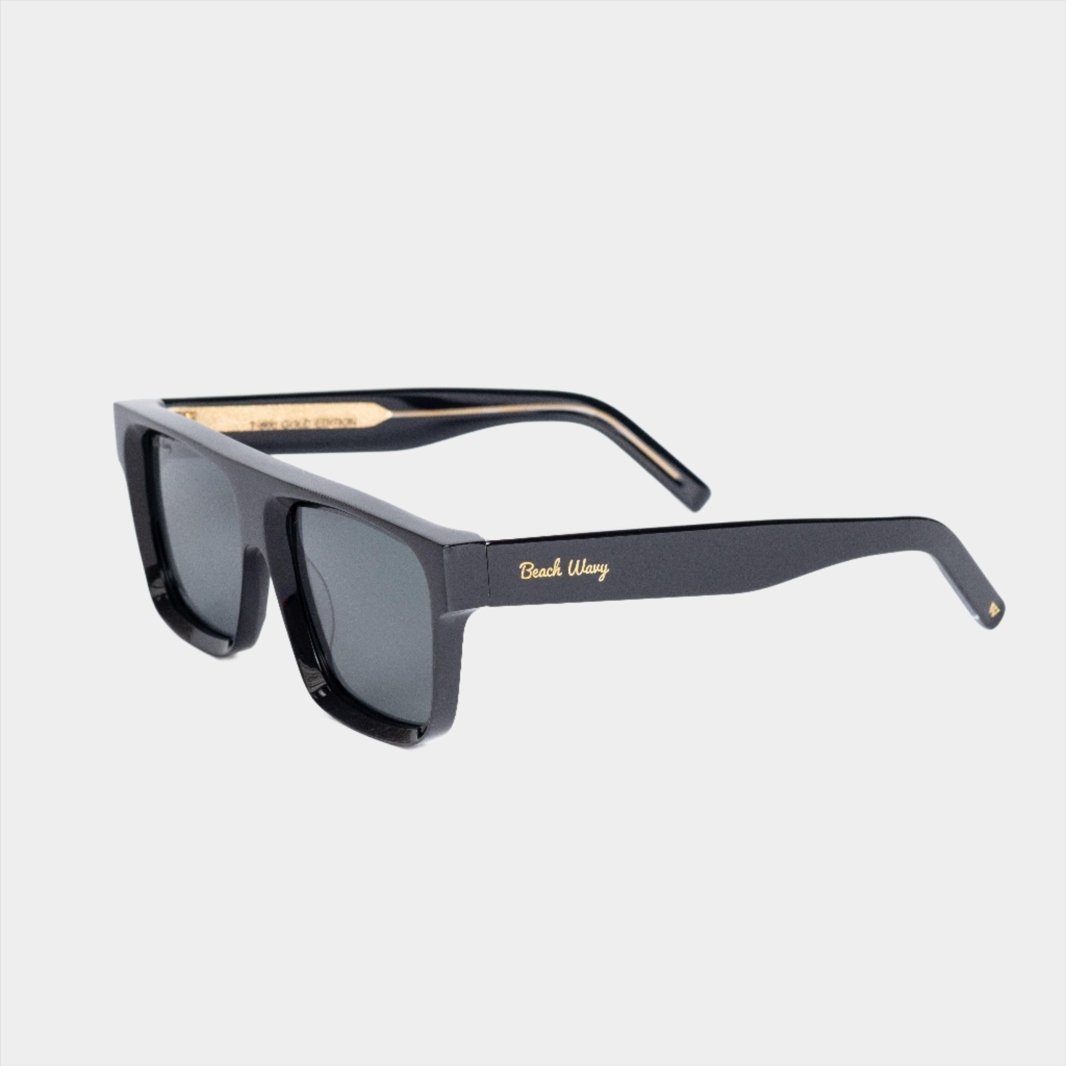 BEACH WAVY Sunglasses Oversized / Black / Polarized Cat.3 BEACH WAVY - T-800 - GOLD EDITION