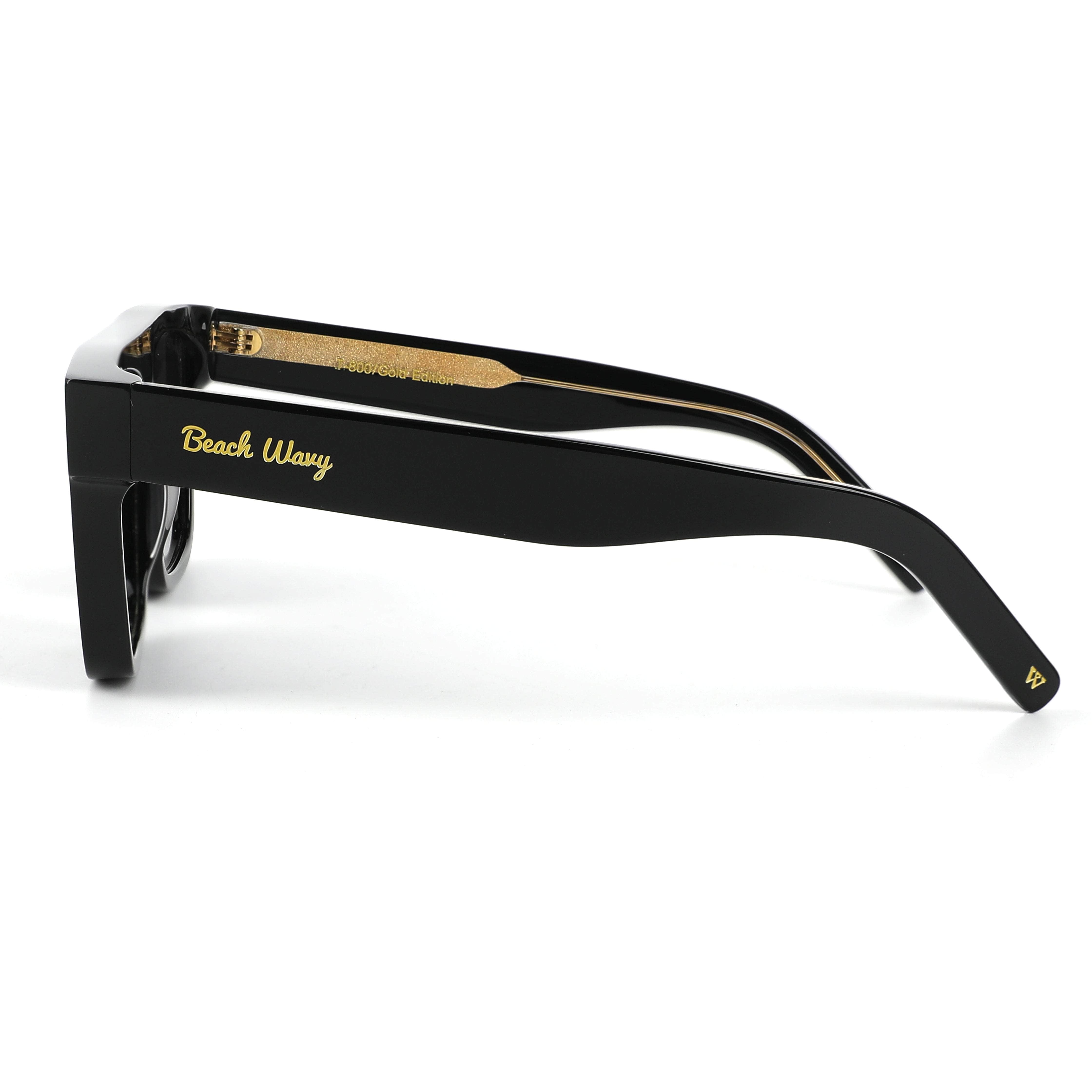 BEACH WAVY T-800 | Black Flat Top Sunglasses | Polarized