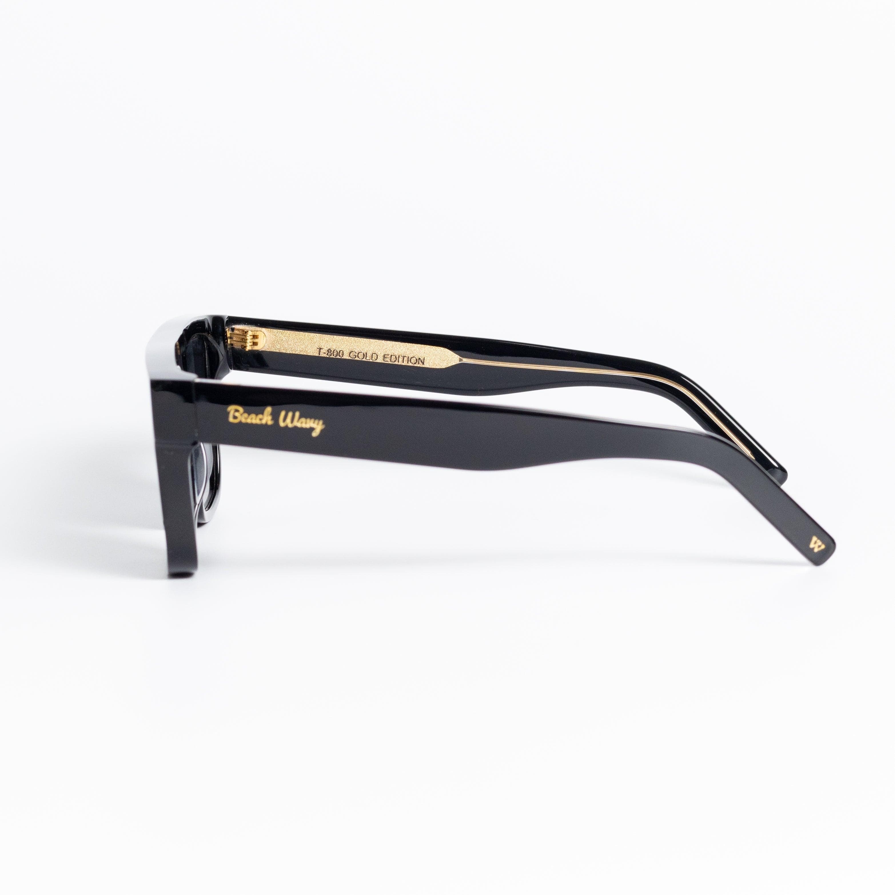 BEACH WAVY Sunglasses Oversized / Black / Polarized Cat.3 BEACH WAVY - T-800 - GOLD EDITION