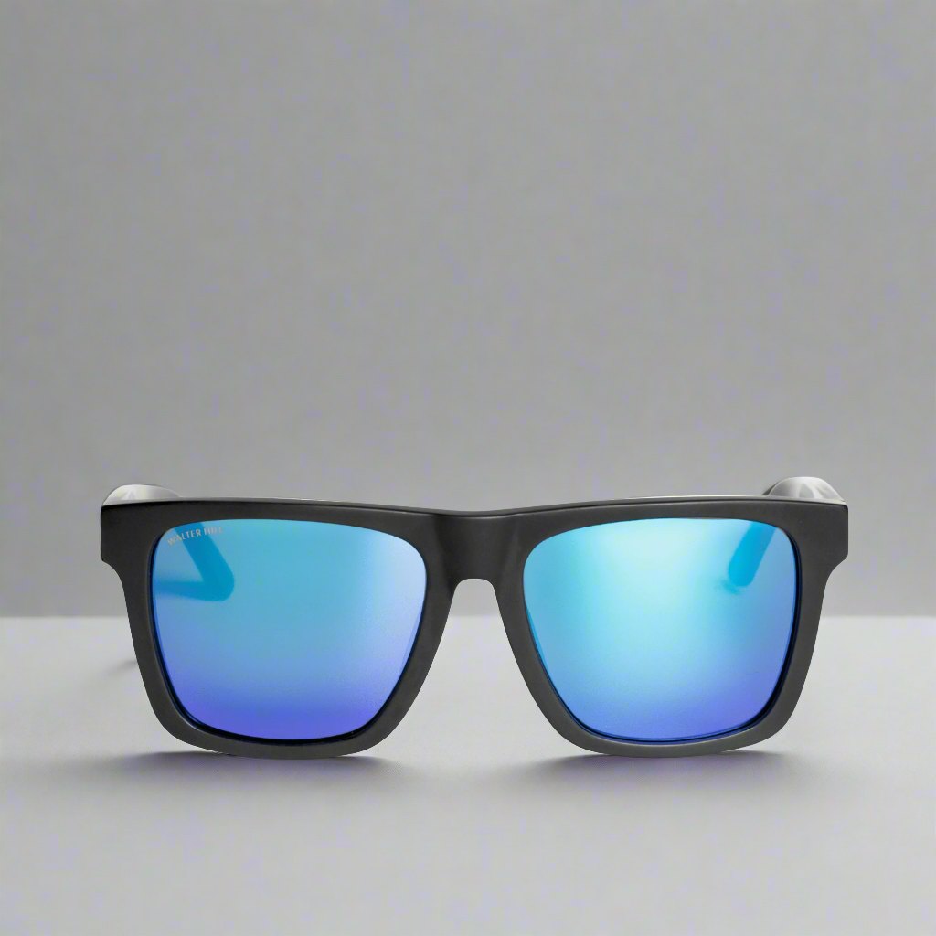 Walter Hill Sunglasses Medium/Large / Polarized Cat.3 / Mazzucchelli Acetate AALTO - Matte Black - Blue