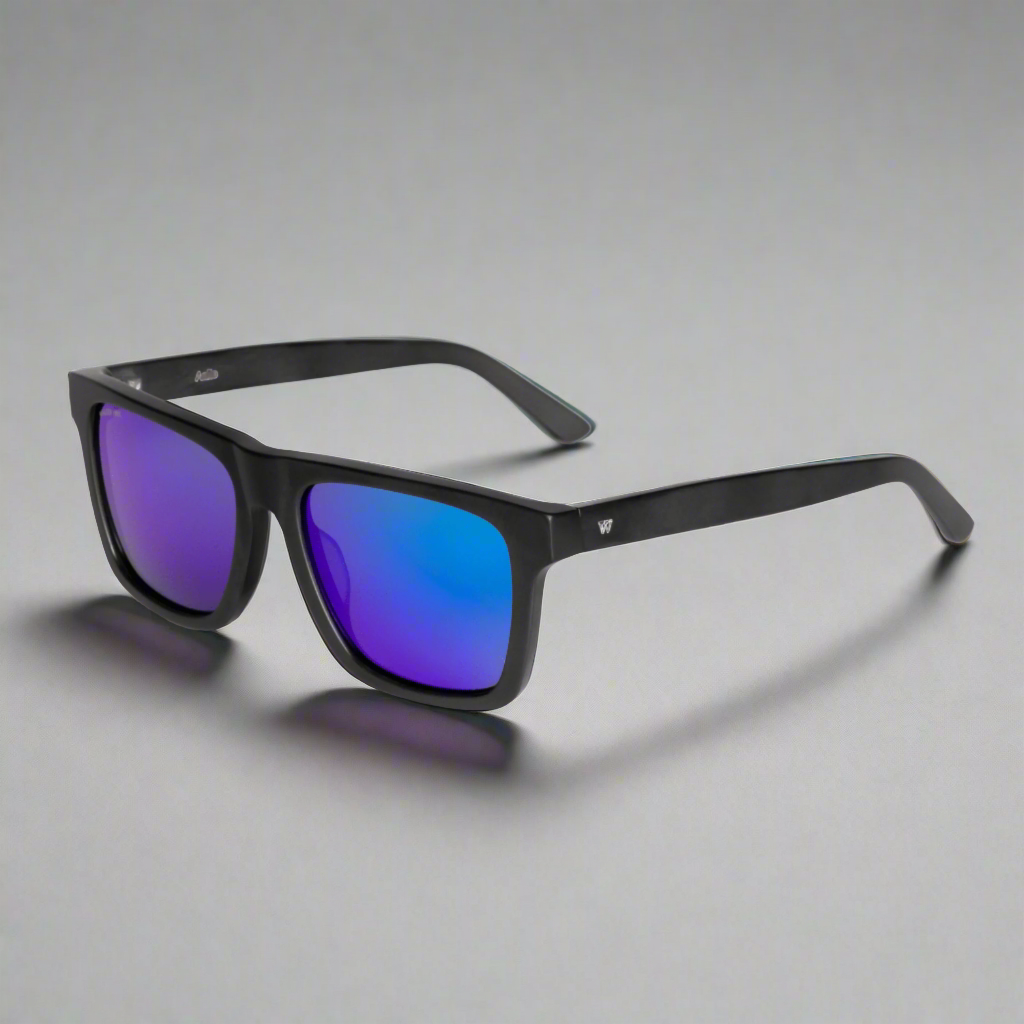 Walter Hill Sunglasses Medium/Large / Polarized Cat.3 / Mazzucchelli Acetate AALTO - Matte Black - Blue